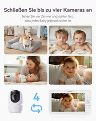 Comfyer Split-Screen Babyphone mit 2 Kameras, 7 HD 720P Video Babyphone ohne WLAN mit Halterung, IR-Nachtsicht Weitwinkelobjektiv Vox-Modus 2-Wege-Audio 960 Fuß Reichweite Videoüberwachungsgeräte