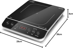 CASO Touch 3500 Induktionskochplatte doppelt mobil, Sicherheitsschalter, 60-240°C, 6 Stufen, Timer 180 Min., Tpfe bis 26 cm, 3500 Watt, Glaskeramik
