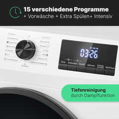 Bomann Waschmaschine 7kg | max. 1400 U/min | 10 Jahre Motor-Garantie | effizienter, leiser & langlebiger Invertermotor | 15 Programme | Endzeitvorwahl | LED-Display | Washing Machine | WA 7175 wei