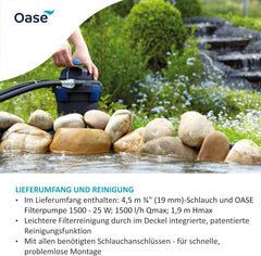 OASE 50499 Druckfilter BioPress Set 4000, Teichfilter Filterset zur effektiven und raschen Algenbekäpfung, Komplettset inkl Filterpumpe und UVC Klärer