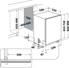 Bauknecht B2I HD526 A Vollintegrierbarer Geschirrspüler/60 CM/Hygiene-Programm/Vollwasserschutz/Startzeitvorwahl/ Selbstreinigungsprogramm