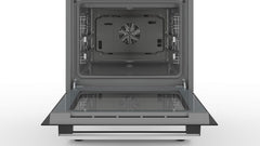 Bosch HKR39C250 Serie 4 Elektro-Standherd, 60 cm breit, EcoClean Direct Reinigungshilfe, 3D Heißluft Backen auf 3 Ebenen, LED-Display-Steuerung, erweiterbare Kochzone für großes Kochgeschirr