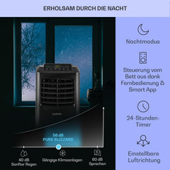 Klarstein Mobile Klimaanlage mit Abluftschlauch, 3-in-1 Klimagerät mit Ventilator & Luftentfeuchter, Kleine & Portable Klimaanlage für Wohnung & Büro, mit Nachtmodus & App-Steuerung, 7000 BTU