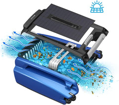 Solarbetriebener automatischer Roboter-Skimmer-Reiniger für Pools mit 30 Stunden kontinuierlicher Reinigungsleistung durch Akkubetrieb und überarbeiteten, salz- und chlortoleranten Twin-Motoren (weiß)