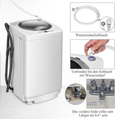 RELAX4LIFE Vollautomatische Waschmaschine 3,5 kg, Waschvollautomat mit Pump & Display, Toplader Miniwaschmaschine mit Schleuder & 6 Wasche-Modelle, 240W, für Camping & Wohnmobil, 43 x 43 x 75cm, Weiß