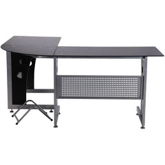 HOMCOM Eckschreibtisch L-Form mit Tastaturablage & PC-Tower-Halterung