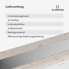 Klarstein Downdraft-Dunstabzugshaube, Versenkbare Abzugshaube, Leise Dunstabzugshauben mit Filter, Dunstabzugshaube 60cm, Umluft/Abluft Dunsthaube mit 10 Stufen, Dunstabzug 576 m³/h Luftstrom