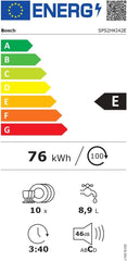 Bosch SPV2IKX10E Serie 2 Smarter Geschirrspüler vollintegriert, 45 cm breit, Besteckkorb, Extra Trocknen auf Knopfdruck, InfoLight roter Lichtpunkt am Boden, AquaStop Schutz gegen Wasserschäden, Weiß