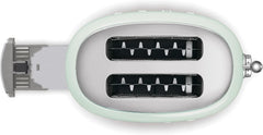 Smeg, 2x2 TSF01PGEU -Toaster, 2 Schlitze für 2 Scheiben, 6 Vergoldungsniveaus, Heizfunktion, Abtau- und Bagel- Funktion, Sammelschublade, 950W, Pastellgrün