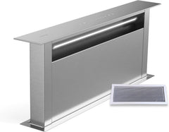 Klarstein Downdraft-Dunstabzugshaube, Versenkbare Abzugshaube, Leise Dunstabzugshauben mit Filter, Dunstabzugshaube 60cm, Umluft/Abluft Dunsthaube mit 10 Stufen, Dunstabzug 576 m³/h Luftstrom