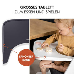 hauck Hochstuhl Beta+ Newborn Set Premium Dark Grey - Babyhochstuhl Set ab Geburt mit Neugeborenen Aufsatz Bouncer, Sitzpolster und Essbrett - Dark Grey
