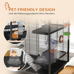 PawHut Hamsterkäfig Nagerkäfig mit Röhren Laufrad Rollen Ablage