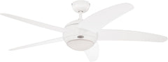 132 cm Deckenventilator Bendan 72220 mit Einzelleuchte und fünf Flügeln, Ausführung in seidenmattem Chrom mit Opalmilchglas