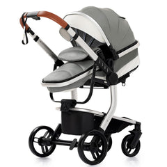 3 in 1 Kombikinderwagen 3 in 1 Reisesysteme Kinderwagen Infant Hochlandschaft Liegender Buggy Kinderwagen Neugeborenen Kinderwagen Faltbarer Standardkinderwagen (906 White)