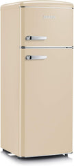 SEVERIN Retro - Kühl-/ Gefrierkombination, platzsparendes Raumwunder, 4 x höhenverstellbare Abstellflächen und eine große Veggiebox, 206 L Nutzinhalt, creme, RKG 8933