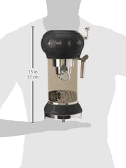 Smeg, ECF01WHEU Manual Espresso -Maschine, Cappuccino -System, Thermoblock, große Tassengehäuse und Doppelkaffeefunktion, 1 l Wassertank, kompakte Abmessungen, 1350W, Weiß