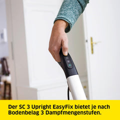 Krcher Dampfreiniger SC 3 Upright EasyFix, Aufheizzeit: 0,5 min., Flchenleistung: ca. 60 m, Tank: 0,5 l, Heizleistung: 1.600 W, mit Bodendüse, Bodentuch, Teppichgleiter, Entkalkungskartusche