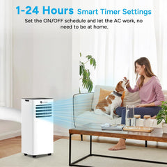 DR.PREPARE Mobiles Klimagerät 9000 BTU mit APP, 4 in 1 Mobile Klimaanlage mit Abluftschlauch, Kühlen&Ventilieren&Entfeuchten, Ventilator & Schlafmodus mit Fernbedienung, Kühlt bis zu 30m², 1-24H Timer