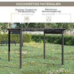 Outsunny Pergola 2,95x2,95 m mit Schiebedach Grau