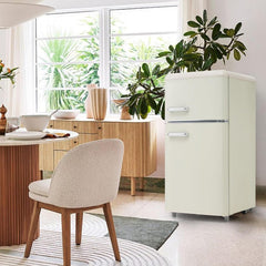 Merax Kühlschrank mit Gefrierfach, Kühl-Gefrierkombination, klein Kühlschrank mit 51L und Gefrierschrank 21L, Leise, LED, Glasablagen, Gemüsefach, Türablagen, für Küche, Wohnzimmer, Büro, Schwarz