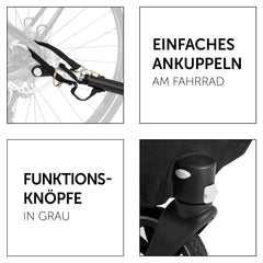 hauck Fahrradanhänger & Kinderwagen Dryk Duo Plus mit Federung, für 2 Kinder (6-48 Monate), inkl. Deichsel, Buggyrad, Fahne und LED Licht, Faltbar, Höhenverstellbar, XL Kofferaum (Dark Green)