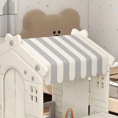AIYAPLAY Spielhaus Kinderhaus Indoor mit Servierstation & Vorhängen