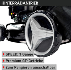 BRAST Benzin Rasenmäher mit Antrieb | 5,2kW(7PS) | Elektrostart | 48cm Schnittbreite | viele Modelle | TÜV | 4 Takt OHV Motor | 30-80mm Schnitthöhe | 60L Fangkorb | Stahlgehäuse | 19224 ESTART Speed