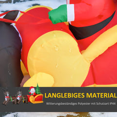 HOMCOM Aufblasbarer Weihnachtsmann mit Rentierschlitten LED IP44