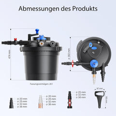 SunSun CPF-15000 Druckteichfilter 10.000 l/h / 18 W UVC Einheit, Teichdruckfilter für Teiche bis 30.000 Liter, Teichklärer, Filteranlage
