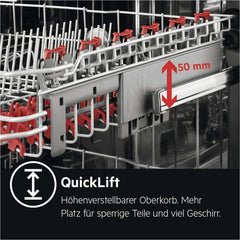 AEG Vollintegrierter Geschirrspüler 60cm, Spülmaschine Serie 7000: mit Glasschutz, Energieklasse A, Besteckschublade, personalisierte Zeit-Steuerung, leise 41dB, ComfortRails, Wasserstopp, FSE7676AP
