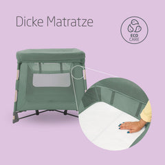 Maxi-Cosi Swift 3-in-1 Reisebett Baby, Babywiege, 0–3,5 Jahre, bis zu 15 kg, Reisebett höhenverstellbar, 2-in-1-Matratze, ultraleicht, in 1 Sekunde klappbar, Reisetasche, Eco Care, Beyond Grey