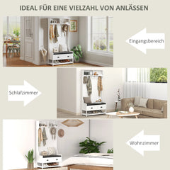 HOMCOM Garderobenständer Schuhbank All-in-1 Design Weiß