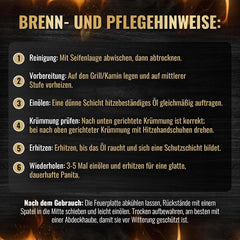 Feuerplatte für Kugelgrill Handgriffe 90 cm, 5 mm Stärke #921 – INKL. Grilleinsatz, Grillplatte für Feuertonne & Feuerschale, Massive Stahlplatte Plancha Grillring für BBQ & Teppanyaki