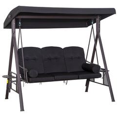 Outsunny 3-Sitzer Hollywoodschaukel mit Sonnendach & Kissen – Schwarz