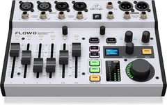 Behringer FLOW 8 8-Input Digital Mixer with Bluetooth Audio and App Control, 60mm Channel Faders, 2 FX Processors and USB/Audio Interface