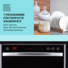 Klarstein ia 8 - Spülmaschine, Geschirrspüler, Freistehend, Teilintegriert, F, 55 cm breit, 8 Maßgedecke, 6 Programme, Aquastop, silber
