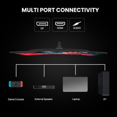 CRUA 24" 180 Hz Curved Gaming-Monitor - FHD 1080P rahmenloser Computermonitor, AMD Freesync, geringe Bewegungsunschärfe, DP- und HDMI-Anschluss, Schwarz