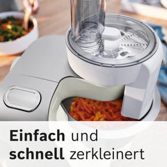 Bosch Küchenmaschine Serie 4 MUM58720,Edelstahl-Schüssel 3,9 L, Mixer 1,25 L, Planetenrührwerk,Knethaken,Schlag,Rührbesen, Durchlaufschnitzler, 3 Scheiben, 1000 W, Dunkelrot/Silber