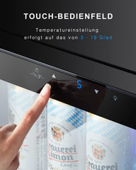 Kalamera Getränkekühlschrank, Bierkühlschrank mit Touch-Bedienfeld, 3-18°C Kühlzone, Flaschenkühlschrank 86 Liter, Blaue LED-Innenbeleuchtung, 41 dB, KRC-86GE
