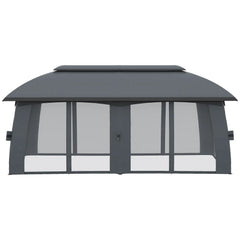 Outsunny Gartenpavillon mit Winddach und Vorhängen