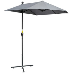 Outsunny Halbrundschirm Sonnenschirm mit Handkurbel Belüftung