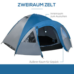 Outsunny Campingzelt 4 Personen 4-Jahreszeiten mit Vorraum Outdoor