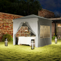 Outsunny Faltpavillon 2,5×2,5 m mit UV-Schutz & Seitenteilen