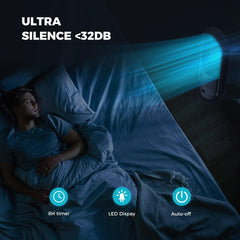 Rotorloser Ventilator mit Luftreiniger, Ultty Turmventilator Leise mit Fernbedienung, Touch, 8H Timer, HEPA-Filter 99,97%, 80cm 90° Oszillation Bladeless Fan für Schlafzimmer Heim, CR022 Weiß