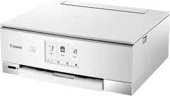 Canon PIXMA TS8351a Drucker Farbtintenstrahl Multifunktionsgerät DIN A4 (Scanner, Kopierer, 4.800 x 1.200 dpi, 6 separate Tinten, USB, WLAN, AirPrint, Duplexdruck, 2 Papierzuführungen, 5 GHz), weiß