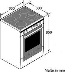 Bosch HKR39C250 Serie 4 Elektro-Standherd, 60 cm breit, EcoClean Direct Reinigungshilfe, 3D Heißluft Backen auf 3 Ebenen, LED-Display-Steuerung, erweiterbare Kochzone für großes Kochgeschirr