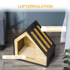 PawHut Hundehütte Holz 60x40 cm mit Kissen für kleine Hunde