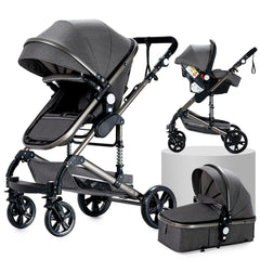 3 in 1 Kombikinderwagen 3 in 1 Reisesysteme Kinderwagen Infant Hochlandschaft Liegender Buggy Kinderwagen Neugeborenen Kinderwagen Faltbarer Standardkinderwagen (906 White)