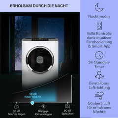 Klarstein Mobile Klimaanlage mit Abluftschlauch, 5-in-1 Klimagerät, Ventilator, Luftentfeuchter, Luftreiniger & Nachtmodus, App-Steuerung, Kleine & Portable, für Wohnung & Büro, 12000 BTU