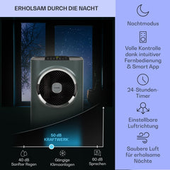 Klarstein Mobile Klimaanlage mit Abluftschlauch, 5-in-1 Klimagerät, Ventilator, Luftentfeuchter, Luftreiniger & Nachtmodus, App-Steuerung, Kleine & Portable, für Wohnung & Büro, 12000 BTU